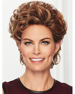 Copper Curly Cropped Without Bangs Lace Front Synthetic Wigs
