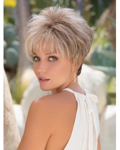 Straight 3" Cropped Platinum Blonde Capless Synthtic Wigs
