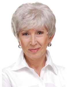 6" Cropped Straight Durable Monofilament Grey Wigs