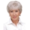 6" Cropped Straight Durable Monofilament Grey Wigs
