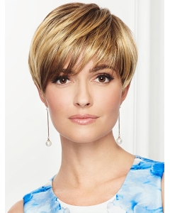 Straight Blonde Layered 4" Synthetic Capless Wigs