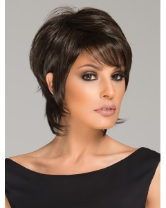 Trendy Black 6" Straight Boycuts African American Wigs 