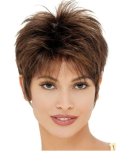Brown Straight Cropped Synthetic Wigs