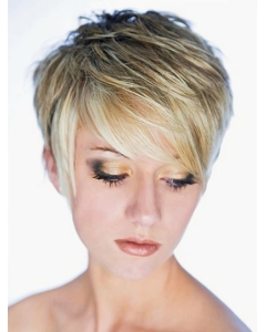 Style Blonde Straight Cropped Synthetic Wigs