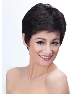 Black Straight Synthetic Radiant Short Wigs