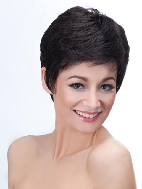 Black Straight Synthetic Radiant Short Wigs