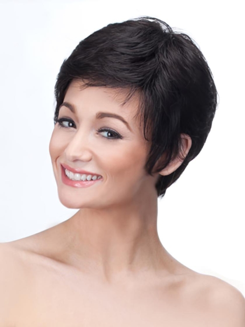 Black Straight Synthetic Radiant Short Wigs