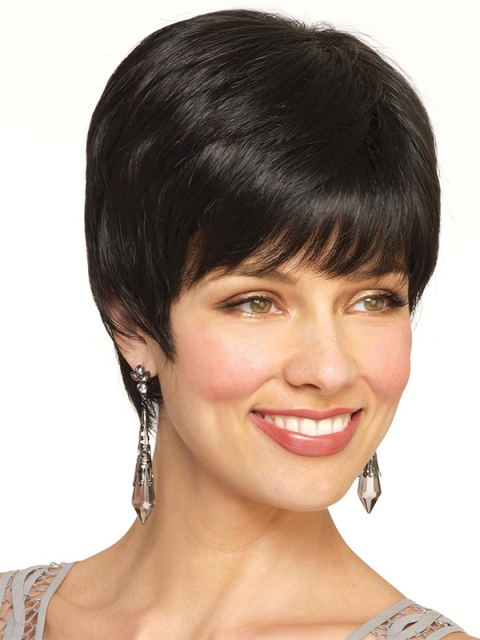 Black Straight Remy Human Hair Preferential Short Wigs