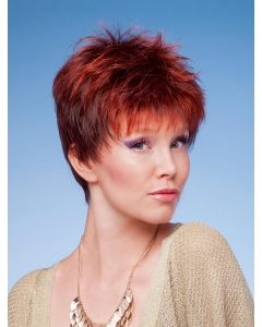 Red Convenient Boycuts Straight Short Wigs