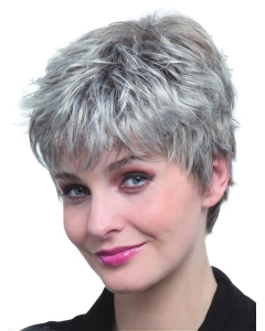 Fabulous Straight Cropped Synthetic Grey Wigs