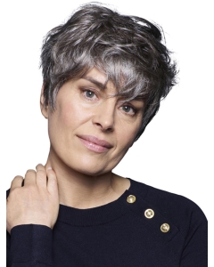6" Cropped Wavy Top 100% Hand-tied Grey Wigs
