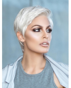 Cropped White Boycuts Synthetic Trendy 100% Hand Tied Synthetic Wigs