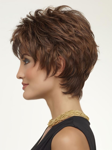 Best Auburn Boycuts Wavy Short Wigs