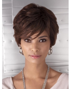Unique Auburn Wavy Cropped African American Wigs