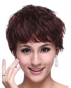 Wholesome Auburn Boycuts Wavy Short Wigs