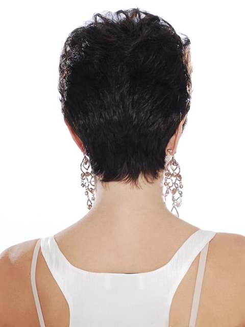 Black Wavy Remy Human Hair Wholesome Short Wigs