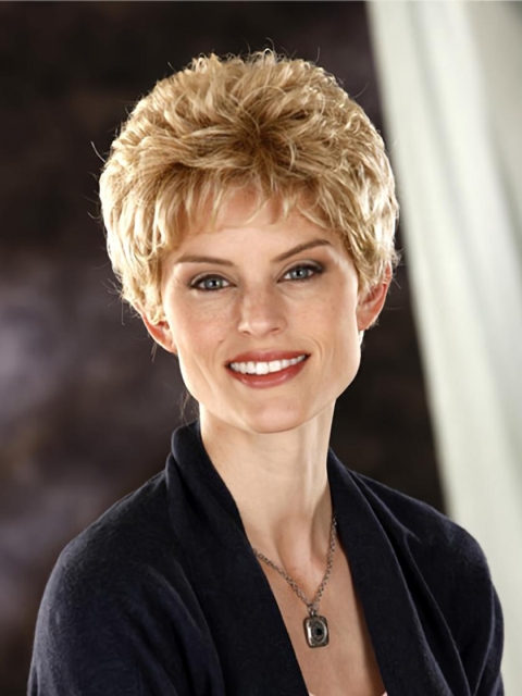 Gentle Blonde Wavy Cropped Classic Wigs