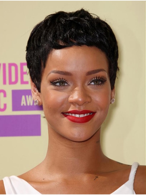 Black 6" Wavy Boycuts Cropped Rihanna Wigs