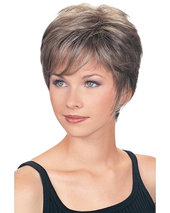 Fashionable Cropped Wavy Synthetic Grey Wigs