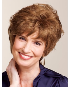 Designed Auburn Wavy Cropped Celebrity Wigs For Cancer