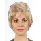 Wavy Chin Length Platinum Blonde 10" With Bangs Synthetic Mono Wig