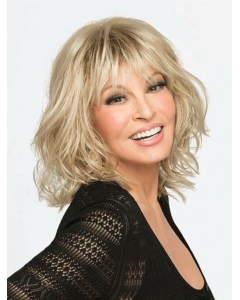 Monofilament Wavy 14" Blonde Synthetic Wig With Bangs