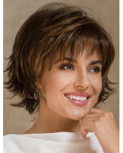 Synthetic Bobs Brown Wavy 9" Medium Wig