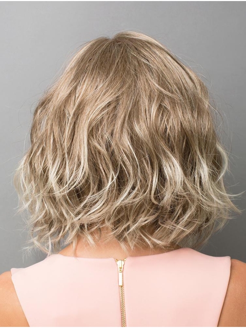 Blonde 12" Without Bangs Chin Length Best Monofilament Wigs