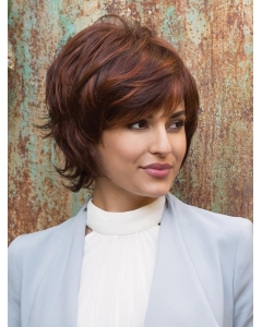 With Bangs Auburn Monofilament 7" Medium Length Synthetic Wigs