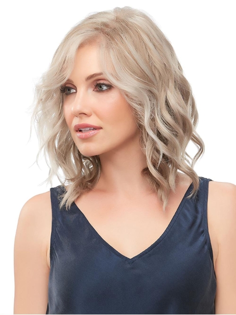 Blonde 100% Hand-Tied 12" With Bangs Ideal Synthetic Wigs