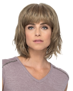 Blonde Monofilament 12" With Bangs Convenient Synthetic Wigs