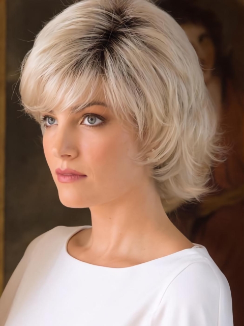 Blonde Capless 8" With Bangs Gorgeous Synthetic Wigs