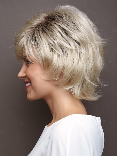 Blonde Capless 8" With Bangs Gorgeous Synthetic Wigs