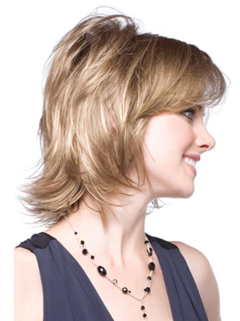 Modern Blonde Chin Length Synthetic Wigs