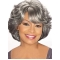 Dip Grey Lady With Bangs Chin Length Human Wigs