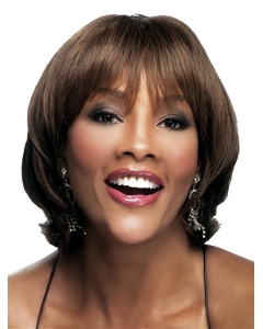 Durable Brown Wavy Chin Length African American Wigs