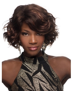 Hairstyles Auburn Wavy Chin Length African American Wigs