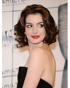 Designed Auburn Wavy Chin Length Anne Hathaway Wigs
