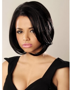 Black Wavy Synthetic Affordable Medium Wigs