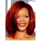 Rihanna Red With Simple Wavy 12 Inches Lace Front Human Wigs