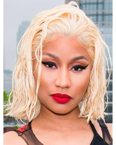 Blonde 12" Wavy Without Bangs Chin Length Nicki Minaj Wigs