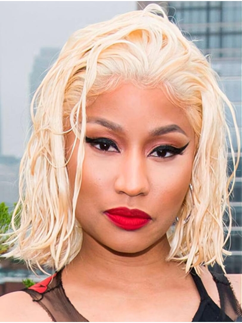 Blonde 12" Wavy Without Bangs Chin Length Nicki Minaj Wigs