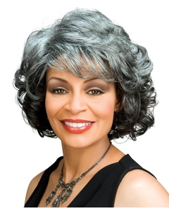 Unique Wavy Chin Length Synthetic Grey Wigs
