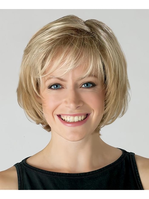 Affordable Blonde Wavy Chin Length Bob Wigs