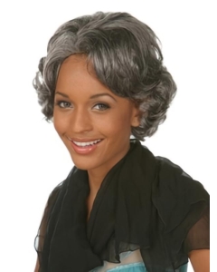 Fabulous Wavy Chin Length Synthetic Grey Wigs