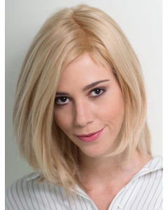 10" Chin Length Straight Platinum Blonde Bobs Hand Tied Wig Online