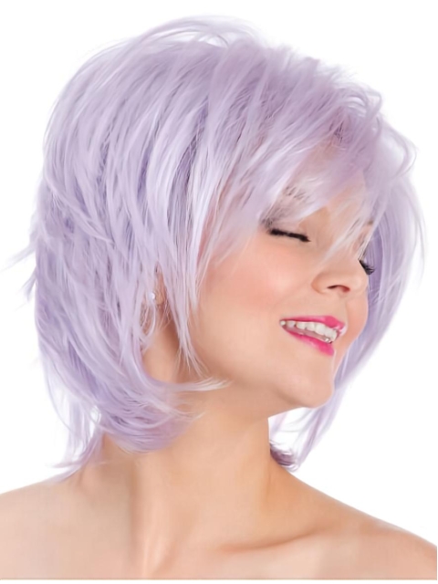 8" Lilac Capless Straight Bobs Fashion Wig