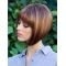 Monofilament Brown Straight Bob Cut Wig