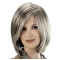 Grey Lady With Side Bangs Smooth Human Wigs