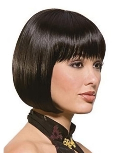 Fashion Black Straight Chin Length Synthetic Wigs